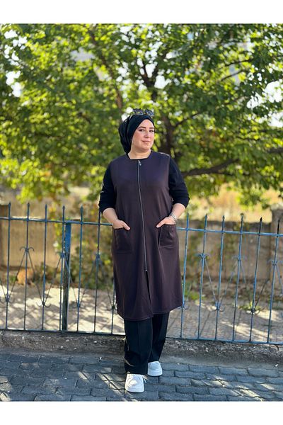 TDYtrendy Giyim Γυναικείο Μπουφάν Χειμώνα Με Φερμουάρ από Λάστιχο Plus Size Steel