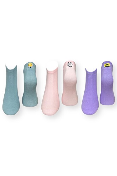 Mevo 3'lü Düz Renkli Unisex Esnek Nem Alabilen Pamuklu Patik Çoraplar