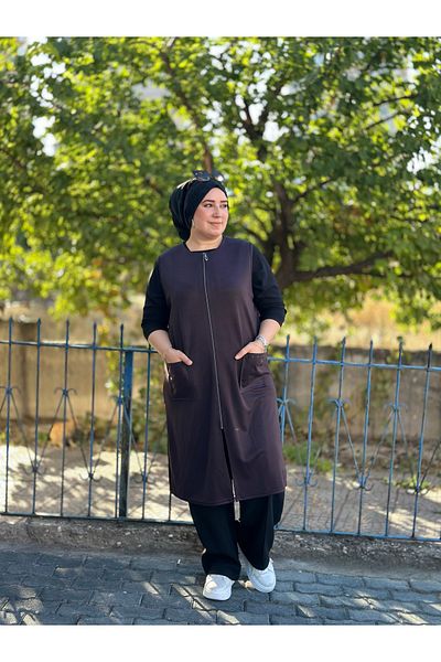 TDYtrendy Giyim Γυναικείο Μπουφάν Χειμώνα Με Φερμουάρ από Λάστιχο Plus Size Steel