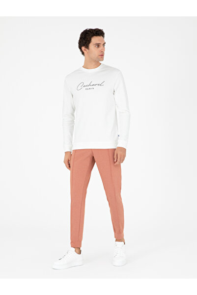 Cacharel Turuncu Slim Fit Paçası Lastikli Nervürlü Eşofman Altı 50292584-VR040