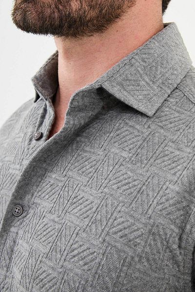 Mcr Patterned Slim Fit Men's Shirt Gray - 27001.24K