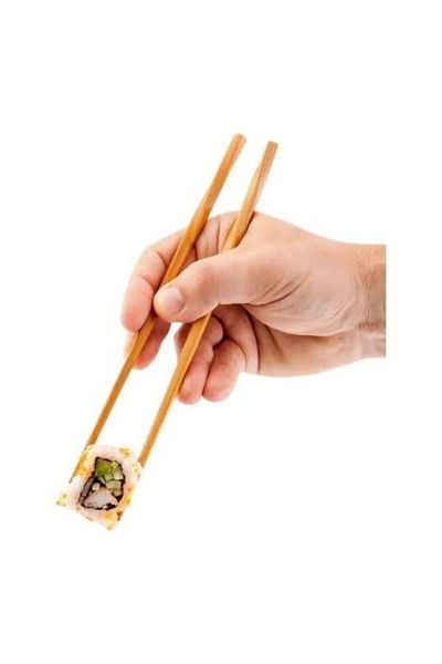 Panda عيدان طعام صينية من الخيزران 100% قابلة للغسل، غطاء أسود 24 سم - 10 قطع