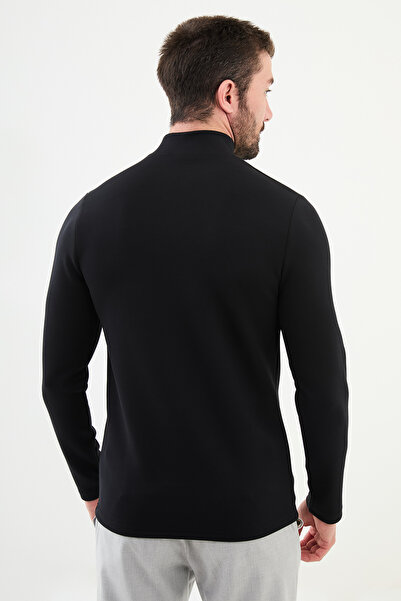Mcr Plain Slim Fit Half Turtleneck Long Sleeve Men's T-Shirt Black - 36838.24K