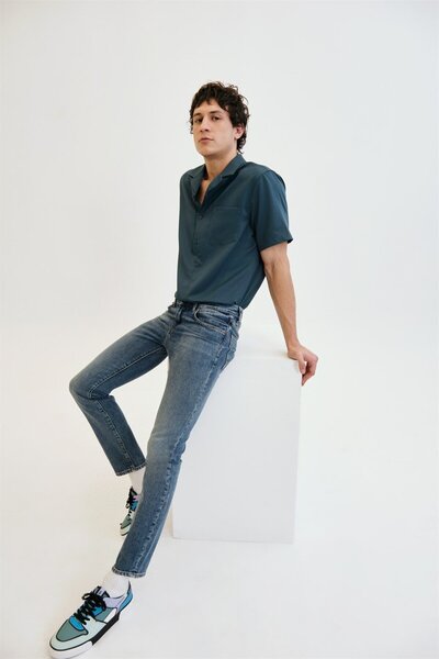 Denim Trip Jordan Slim Rigid Fit Normal Bel Kısa Paça Orta Indigo Erkek Jean ...