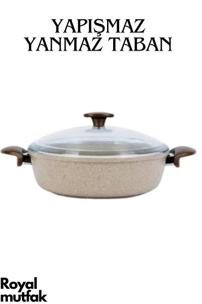 ThermoAD Cast Iron Granite Mink Carnivore Pot 32Cm+Slice Cake Mold+ Cast Iron Granite Milk Bowl -Sauce Bowl 1Lt.