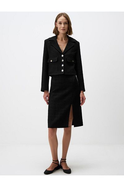 Jimmy Key Black Button Detailed Pocket Slim Fit Woven Jacket