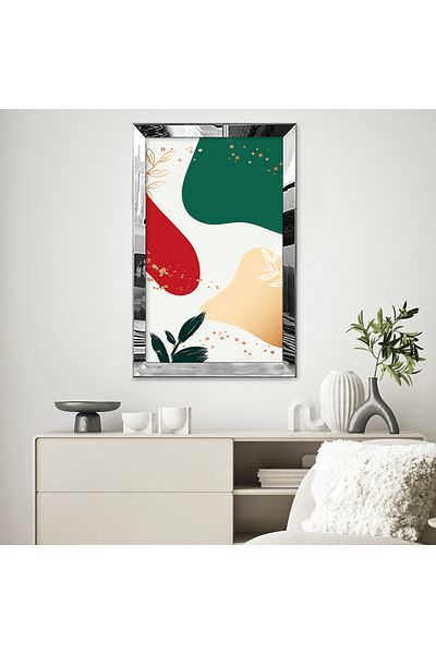 Zevahir Mobilya Dekorasyon Imagini abstracte colorate cu cadru din plexiglas cu oglindă argintie, pictură unică MDF