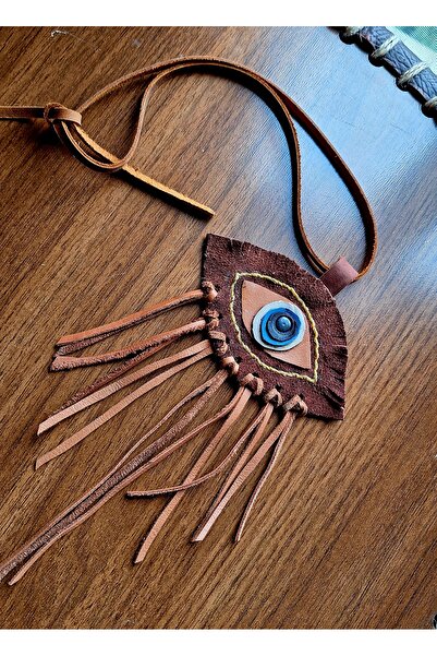 suuderi Kahverengi hakiki deri göz kolye