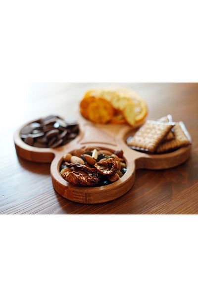 wood totally Wooden Snack Bowl with Four Compartments