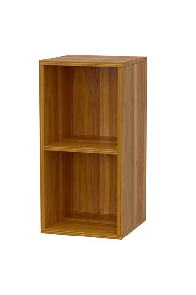 Mahmayi Wooden Storage Display Shelves 2-Tier Freestanding, Box Shelves, Light Walnut