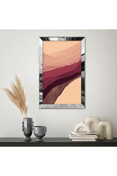 Zevahir Mobilya Dekorasyon Pictură din MDF unică cu cadru din plexiglas cu oglindă argintie Desert Sands Landscape Sand Hills Collage
