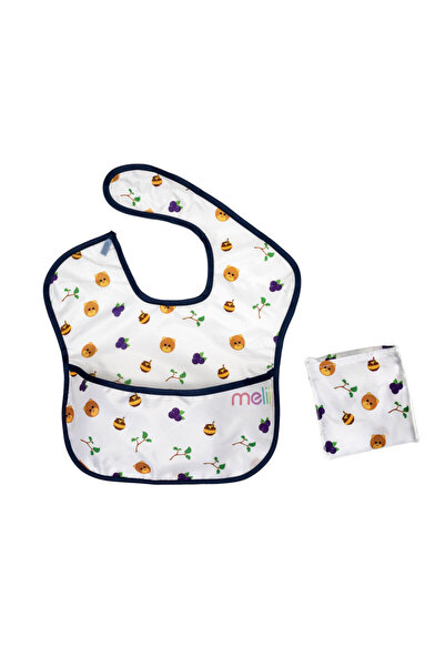 Melii Fold Up Bib with scoop White & Navy Bear 2 pcs