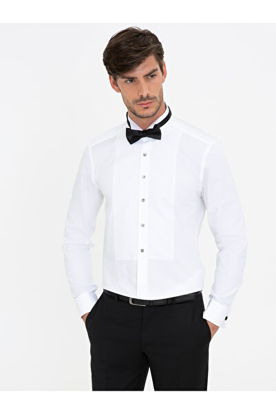 Cacharel White Slim Fit Tuxedo Shirt 50235518-Vr013