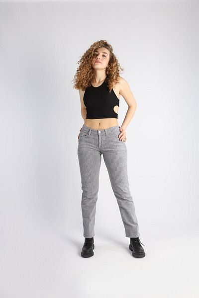 Kutaf High Waist Gray Velvet Unisex Trousers