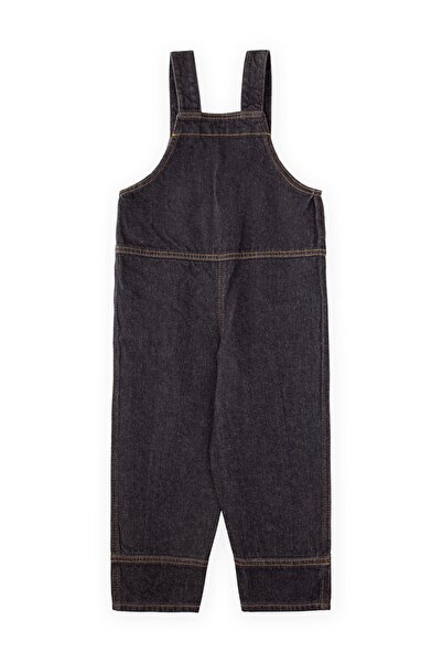 Cigit 2-7 Years Black Denim Salopet - Side Pocket