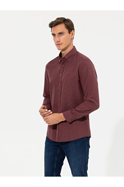 Cacharel Bordo Slim Fit Uzun Kollu Gömlek 50256919-VR014