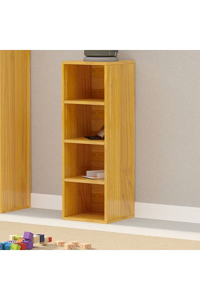 Mahmayi Wooden Storage Display Shelves 4-Tier Freestanding, Box Shelves, Light Walnut
