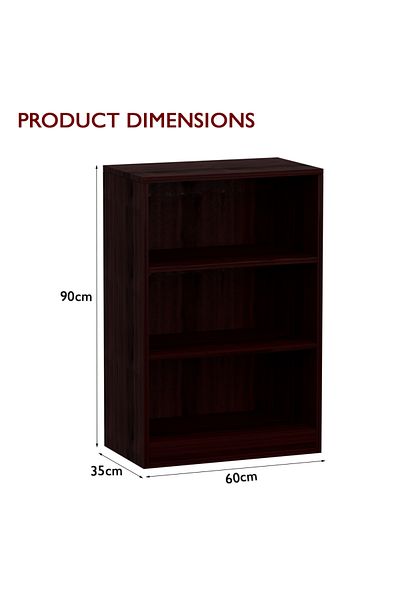 Mahmayi Wooden Storage Display Shelves 3-Tier Freestanding, Dark Walnut