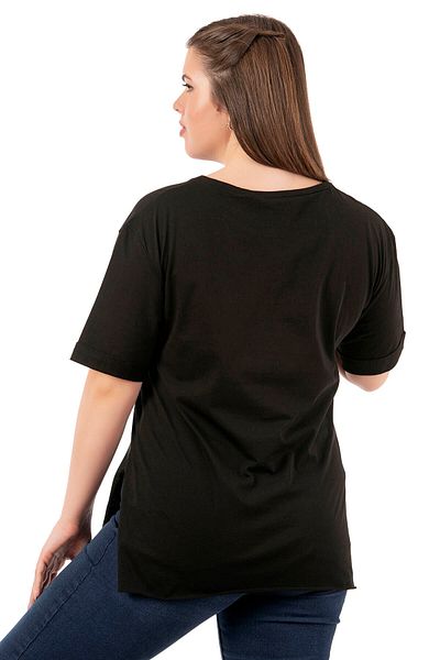 ÖZKAN underwear Özkan 27071 - 100% Cotton Flexible and Comfortable Women's Premium, Round Neck and Split Large Size Short Sleeve