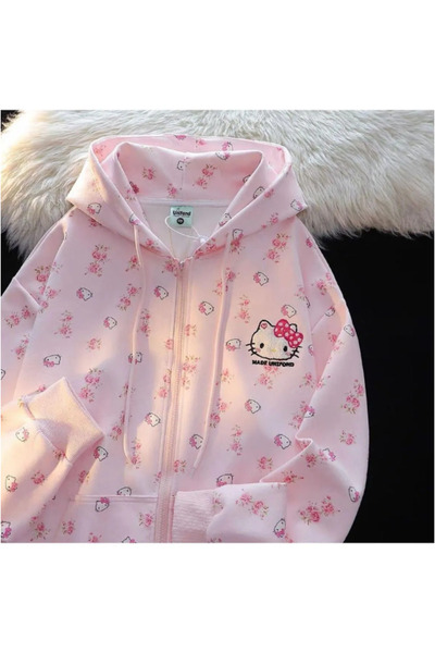 MAİSİE Y2K Pembe Sanrio Anime Kawaii Hello Kitty Detail Hırka