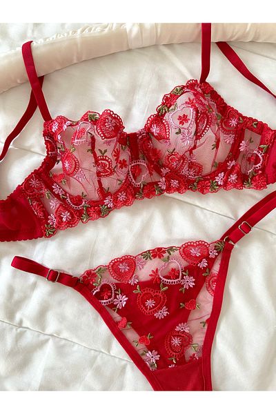Feruzdesign Ellen Red Underwire Bralet Set