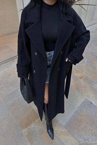 Eka Жіночий чорний довгий кашеміровий пальто 0999-6301