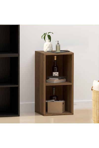 Mahmayi Wooden Storage Display Shelves 2-Tier Freestanding, Box Shelves, Zabrano
