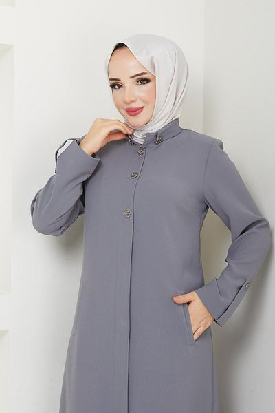 Günay Karaca Hijab Top Coat Summer Ferace - Buttoned, Women'S, 4915