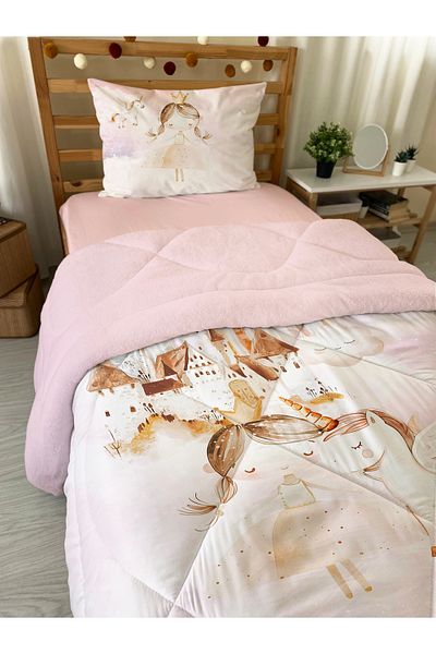 Evmila Double Sided Unicorn Patterned Quilted Quilt - Single Sleeping Set