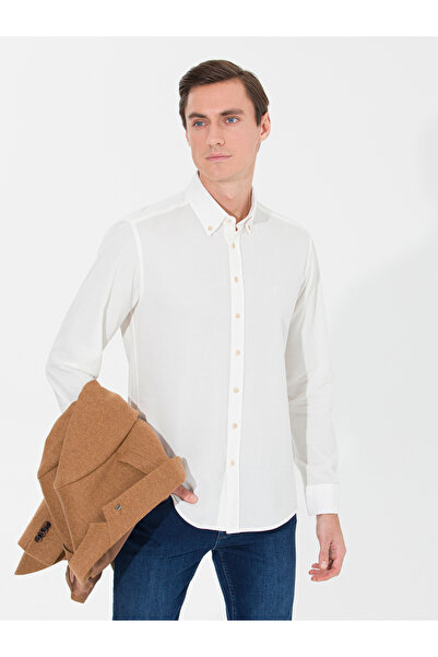 Cacharel Ekru Slim Fit Uzun Kollu Gömlek 50262889-VR019