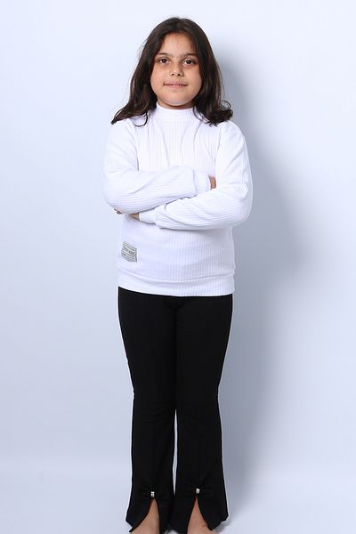 HÇM Girl's Knitwear Turtleneck Ribbed Plain Badi - C68