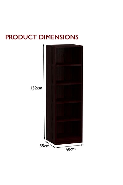 Mahmayi Wooden Storage Display Shelves 5-Tier Freestanding, Dark Walnut