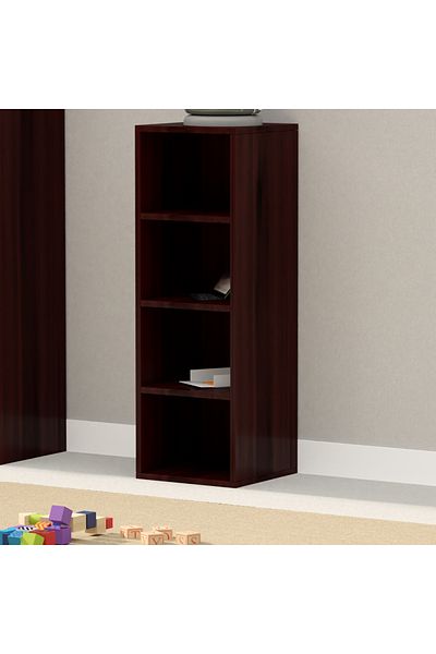 Mahmayi Wooden Storage Display Shelves 4-Tier Freestanding, Box Shelves, Dark Walnut
