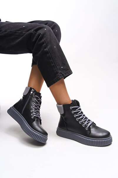 GULT Μαύρα γκρι Γυναικεία Μποτάκια GYM - 0012401