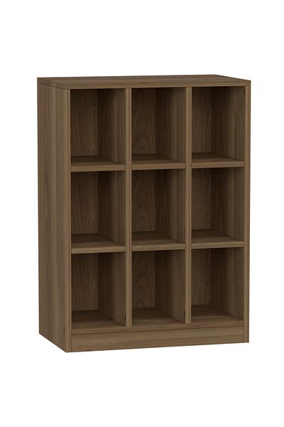 Mahmayi Wooden Display Shelves with 9 Storage Compartment, Freestanding, Zabrano