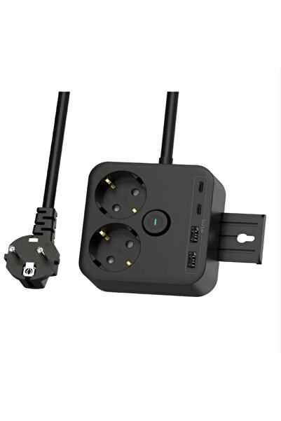 MATECHNO Akım Korumalı Priz 2X Usb 2X Type-c Akım Korumalı 2'Lİ Priz 1.4mt Duvar Askılı