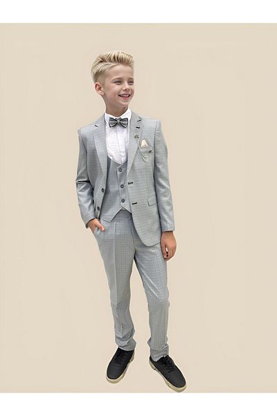 WENA KİDS Grey Children's Suit - Jacket, Vest, Pants and Shirt Set
