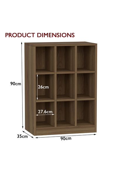 Mahmayi Wooden Display Shelves with 9 Storage Compartment, Freestanding, Zabrano