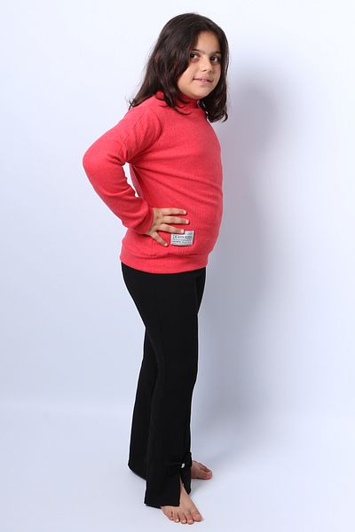 HÇM Girl's Knitwear Turtleneck Ribbed Plain Badi - C68