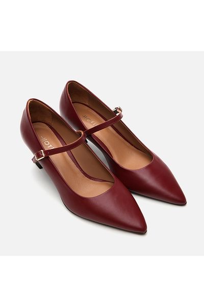Hotiç Stiletto de damă Mary Jane din piele naturală roșu Claret