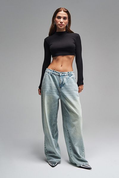 its basic Dámské Tint Jeans Color Skater Balloon Fit Mid Waist Denim