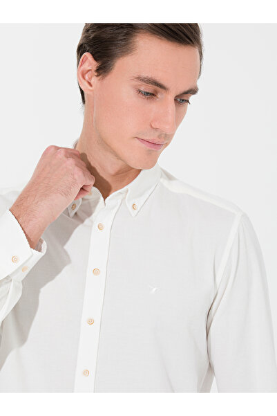 Cacharel Ekru Slim Fit Uzun Kollu Gömlek 50262889-VR019