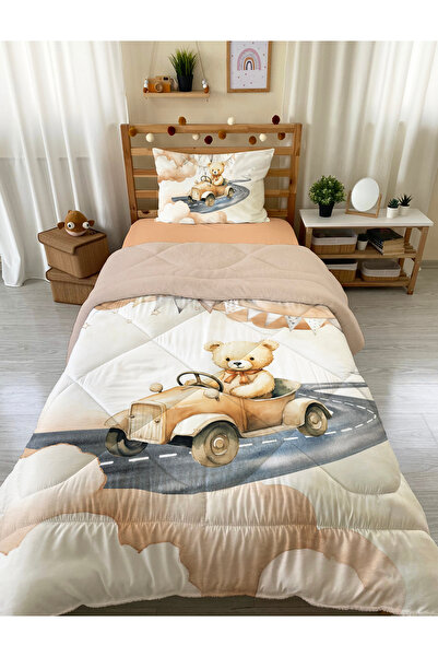 Evmila Çift Taraflı Sevimli Ayıcık Desenli Kapitone Yorgan - Tek Kişilik Kişi...