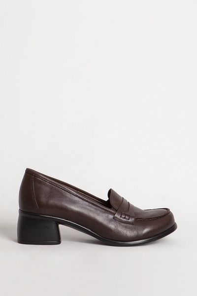 Dericlub Brown Women's Classic Leather Heeled Shoes - BR 04045