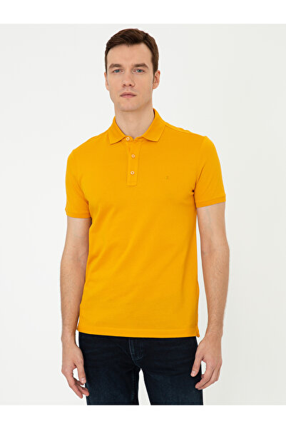 Cacharel Dark Yellow Polo Neck Slim Fit Basic Mercerized T-Shirt 50250172 -Vr094