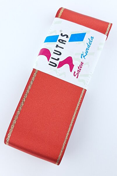 Limelia Panglică din satin cu sclipici auriu roșu 6 cm 10 Mt