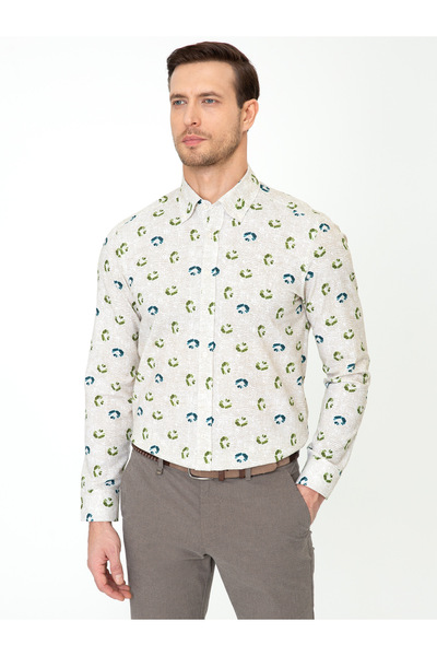 Cacharel Green Slim Fit Long Sleeve Shirt 50247590-VR054