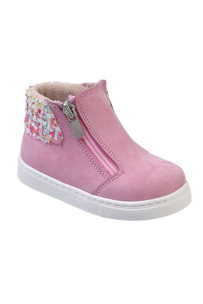 Bebbini Merry-Pink Zippered Genuine Leather Girl's Boots