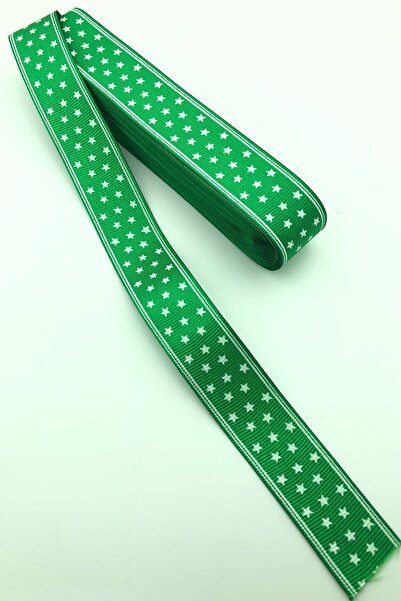 Limelia Panglică Grosgrain Green Star cu imprimeu 10 Mt
