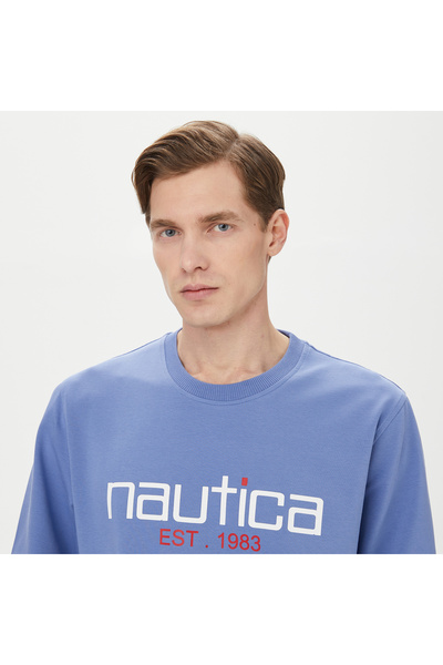 Nautica Erkek Mavi Standart Fit Sweatshirt